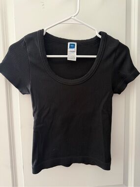 Old Navy Black Ribbed Scoop-Neck Short Sleeve Top